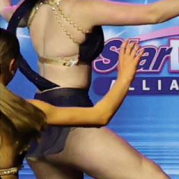 Lyrical Blue & Gold costume two pieces connected by mesh - Picture 4 of 14